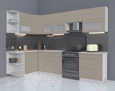 Готовая кухня Интерлиния Мила Матте 1.5x2.9 Б левая