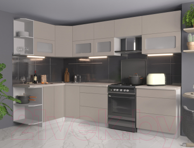 Готовая кухня Интерлиния Мила Матте 1.5x3.0 Б левая