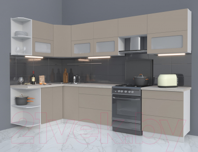 Готовая кухня Интерлиния Мила Матте 1.5x3.1 Б левая