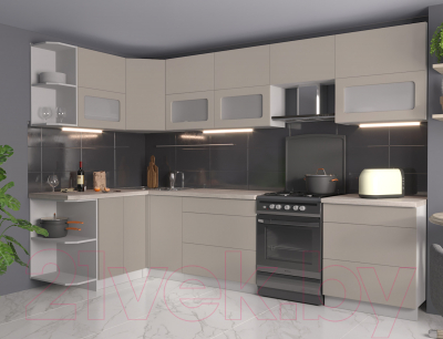 Готовая кухня Интерлиния Мила Матте 1.5x3.1 Б левая