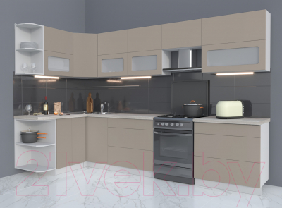 Готовая кухня Интерлиния Мила Матте 1.5x3.2 Б левая