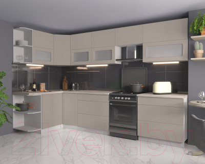 Готовая кухня Интерлиния Мила Матте 1.5x3.2 Б левая