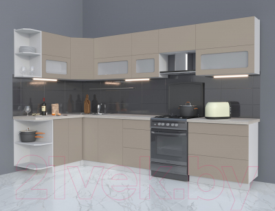 Готовая кухня Интерлиния Мила Матте 1.5x3.3 Б левая