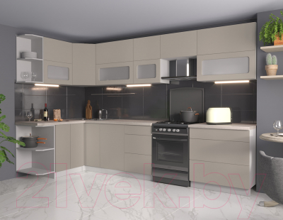 Готовая кухня Интерлиния Мила Матте 1.5x3.3 Б левая