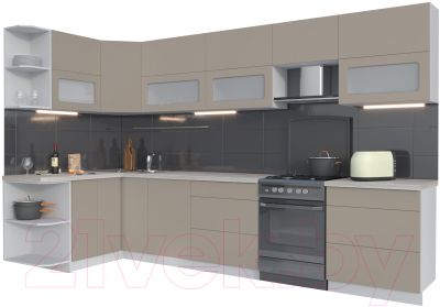Готовая кухня Интерлиния Мила Матте 1.5x3.4 Б левая - фото