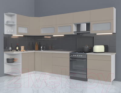 Готовая кухня Интерлиния Мила Матте 1.5x3.4 Б левая