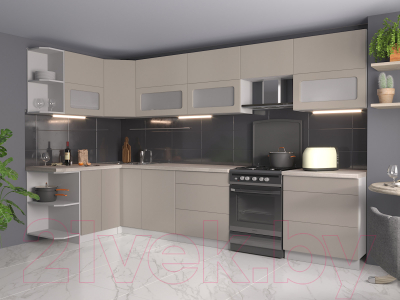 Готовая кухня Интерлиния Мила Матте 1.5x3.4 Б левая