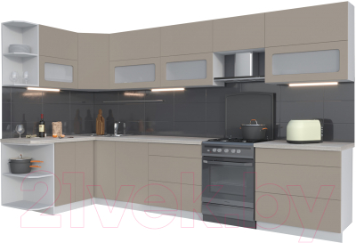 Готовая кухня Интерлиния Мила Матте 1.5x3.5 Б левая - фото