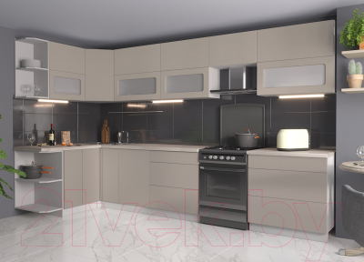 Готовая кухня Интерлиния Мила Матте 1.5x3.5 Б левая