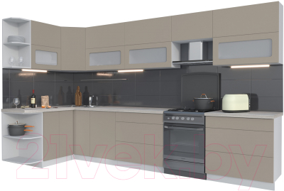 Готовая кухня Интерлиния Мила Матте 1.5x3.6 Б левая - фото