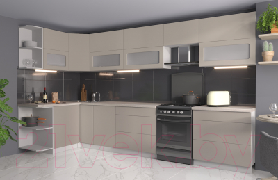 Готовая кухня Интерлиния Мила Матте 1.5x3.6 Б левая