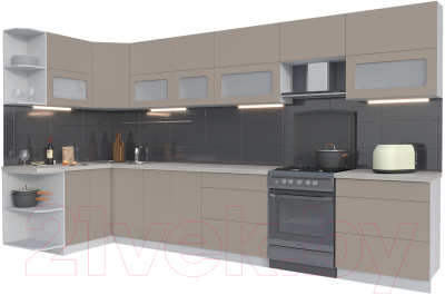 Готовая кухня Интерлиния Мила Матте 1.5x3.7 Б левая - фото