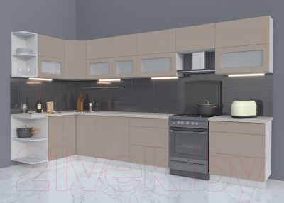 Готовая кухня Интерлиния Мила Матте 1.5x3.7 Б левая