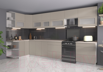 Готовая кухня Интерлиния Мила Матте 1.5x3.7 Б левая