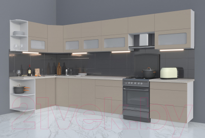 Готовая кухня Интерлиния Мила Матте 1.5x3.8 Б левая