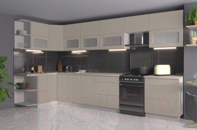 Готовая кухня Интерлиния Мила Матте 1.5x3.8 Б левая