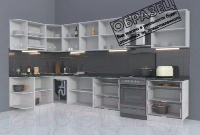 Готовая кухня Интерлиния Мила Матте 1.5x3.8 Б левая