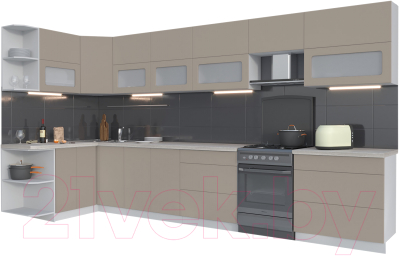 Готовая кухня Интерлиния Мила Матте 1.5x3.9 Б левая - фото