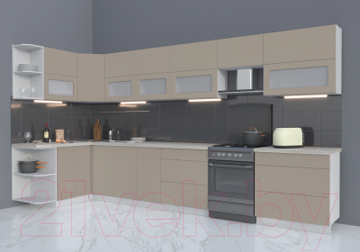 Готовая кухня Интерлиния Мила Матте 1.5x3.9 Б левая