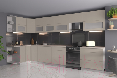 Готовая кухня Интерлиния Мила Матте 1.5x3.9 Б левая