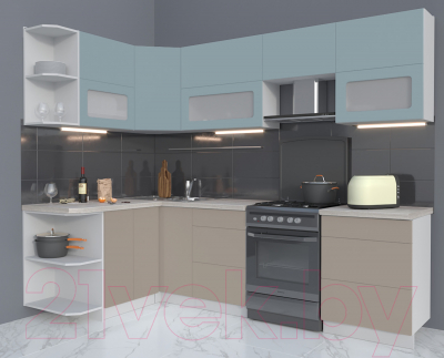 Готовая кухня Интерлиния Мила Матте 1.5x2.6 Б левая