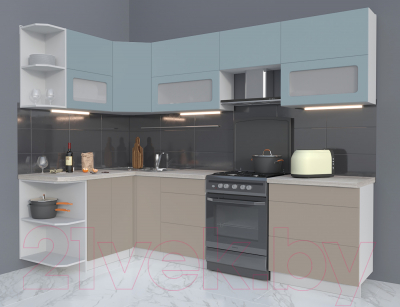 Готовая кухня Интерлиния Мила Матте 1.5x2.7 Б левая