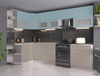 Готовая кухня Интерлиния Мила Матте 1.5x3.0 Б левая