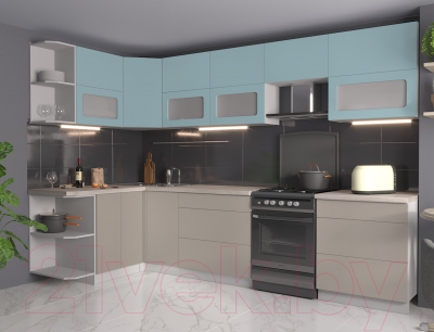 Готовая кухня Интерлиния Мила Матте 1.5x3.1 Б левая