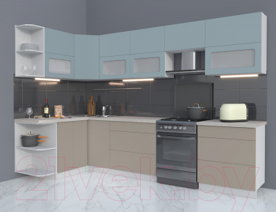 Готовая кухня Интерлиния Мила Матте 1.5x3.1 Б левая