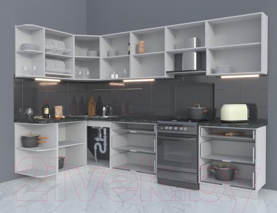 Готовая кухня Интерлиния Мила Матте 1.5x3.1 Б левая