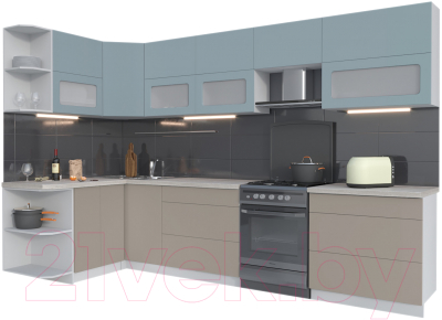 Готовая кухня Интерлиния Мила Матте 1.5x3.2 Б левая - фото