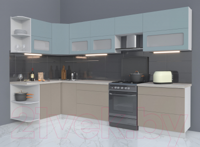 Готовая кухня Интерлиния Мила Матте 1.5x3.2 Б левая