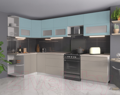 Готовая кухня Интерлиния Мила Матте 1.5x3.2 Б левая