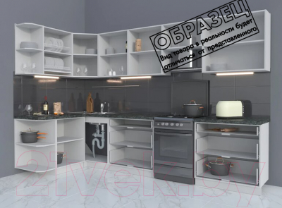 Готовая кухня Интерлиния Мила Матте 1.5x3.2 Б левая