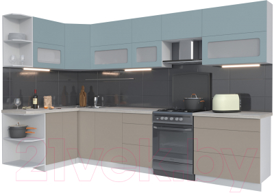 Готовая кухня Интерлиния Мила Матте 1.5x3.3 Б левая - фото