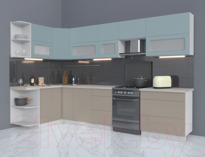 Готовая кухня Интерлиния Мила Матте 1.5x3.3 Б левая