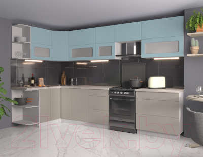 Готовая кухня Интерлиния Мила Матте 1.5x3.3 Б левая