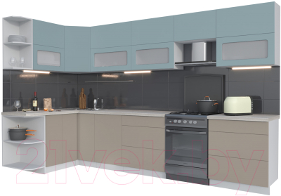Готовая кухня Интерлиния Мила Матте 1.5x3.4 Б левая - фото