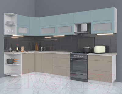 Готовая кухня Интерлиния Мила Матте 1.5x3.4 Б левая