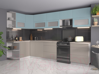 Готовая кухня Интерлиния Мила Матте 1.5x3.4 Б левая