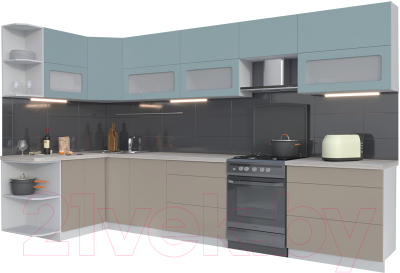 Готовая кухня Интерлиния Мила Матте 1.5x3.5 Б левая - фото