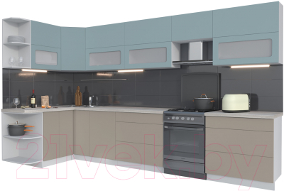 Готовая кухня Интерлиния Мила Матте 1.5x3.6 Б левая - фото