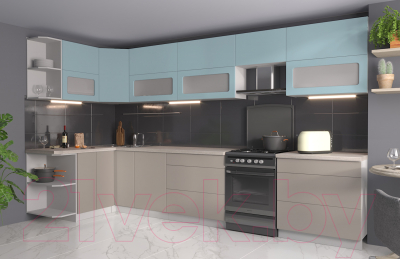 Готовая кухня Интерлиния Мила Матте 1.5x3.6 Б левая