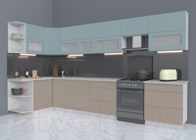 Готовая кухня Интерлиния Мила Матте 1.5x3.7 Б левая