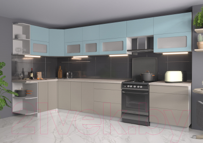 Готовая кухня Интерлиния Мила Матте 1.5x3.7 Б левая