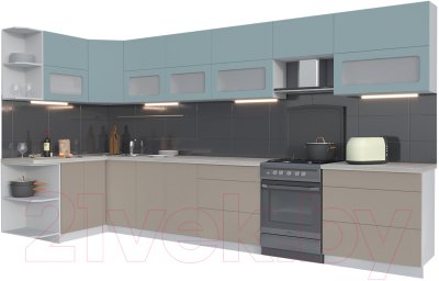 Готовая кухня Интерлиния Мила Матте 1.5x3.9 Б левая - фото