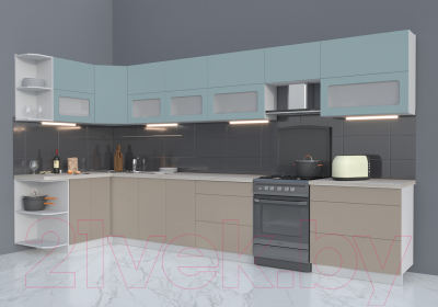 Готовая кухня Интерлиния Мила Матте 1.5x3.9 Б левая