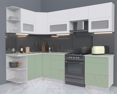 Готовая кухня Интерлиния Мила Матте 1.5x2.6 Б левая