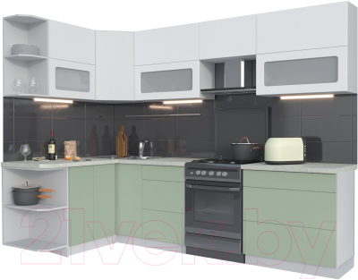 Готовая кухня Интерлиния Мила Матте 1.5x2.8 Б левая - фото