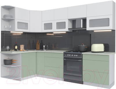 Готовая кухня Интерлиния Мила Матте 1.5x2.9 Б левая - фото